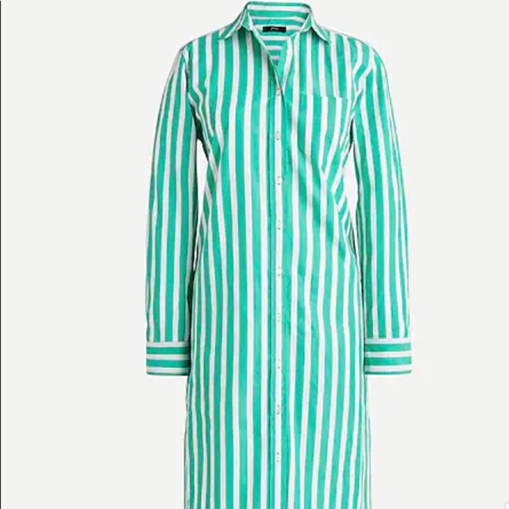 J Crew Striped Green Shirtdress